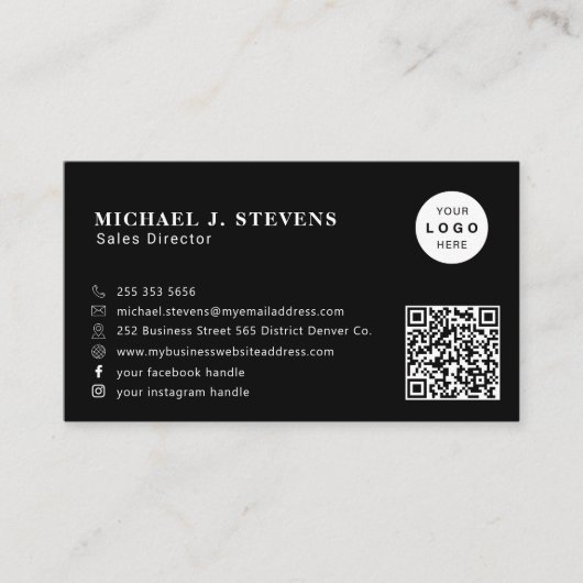 QR code company logo professional black 名刺 (正面)