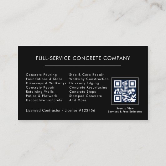 QR Code Concrete Cement Photo Construction 名刺 (裏面)