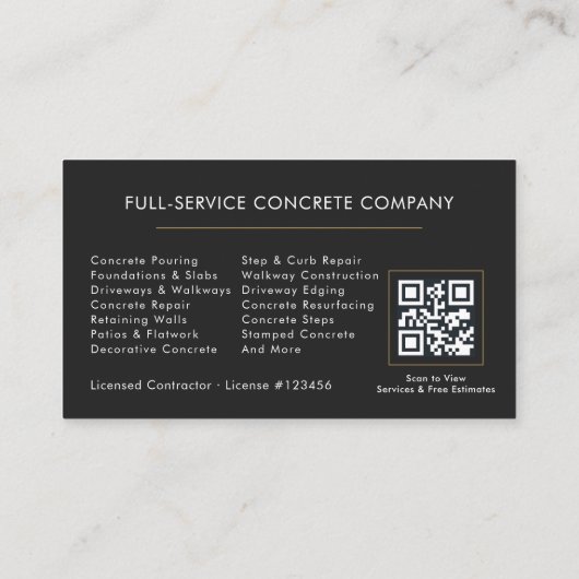 QR Code Concrete & Cement Services Company 名刺 (裏面)