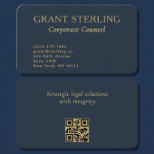 QR Code Corporate Counsel Navy Blue Gold  名刺