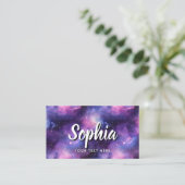 QR Code Cosmic Galaxy Stars Purple Nebula 名刺 (スタンド正面)