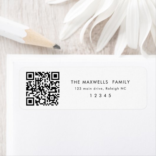 QR Code  Couple Names Wedding Return Address ラベル (インサイチュ)