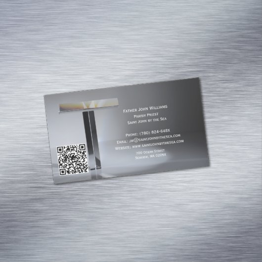 QR Code Cross Priest Business Card Magnet マグネット名刺 (インサイチュ)
