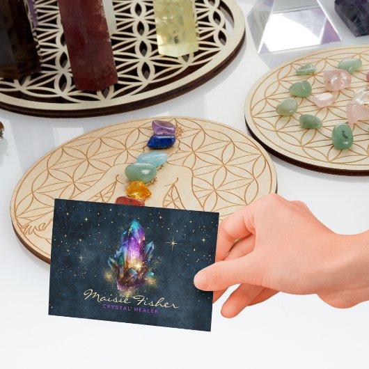 QR Code Crystal Healer Reiki Celestial Stars 名刺