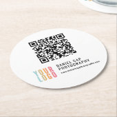 QR Code Custom Logo Business Coasters ラウンドペーパーコースター (アングル)