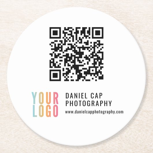 QR Code Custom Logo Business Coasters ラウンドペーパーコースター (正面)