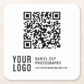QR Code Custom Logo Coasters スクエアペーパーコースター (正面)
