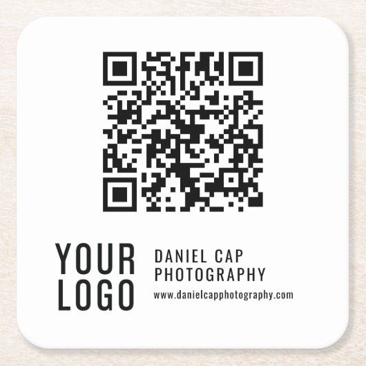 QR Code Custom Logo Coasters スクエアペーパーコースター (正面)