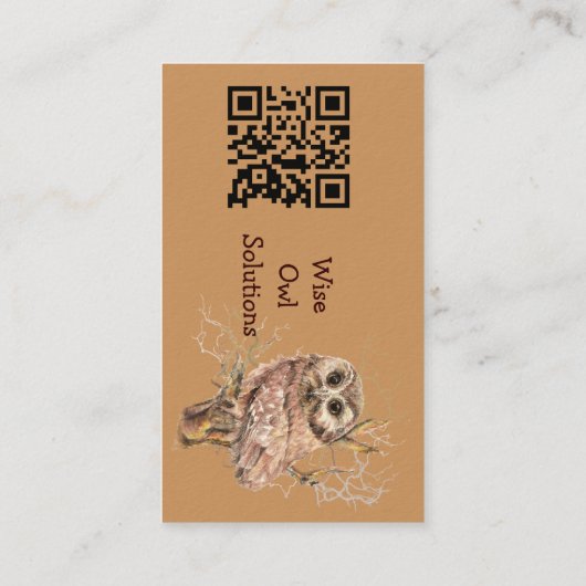QR Code Custom Wise Owl Solutions Business Card 名刺 (裏面)