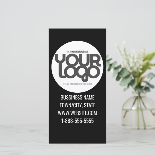 QR Code Customizable Modern Black Business サンキューカード (スタンド正面)