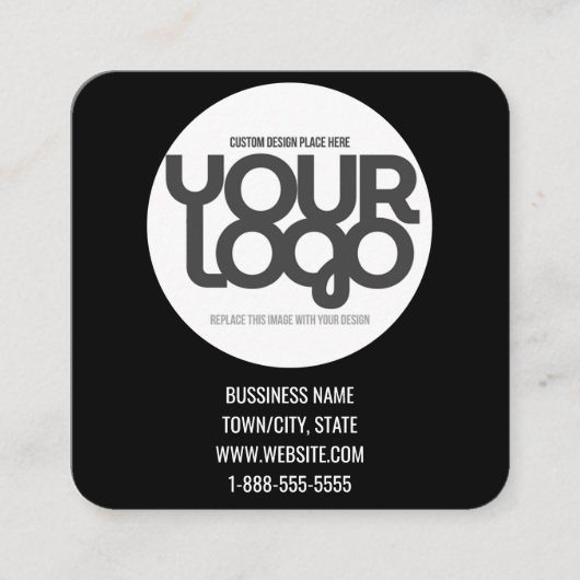 QR Code Customizable Modern Black Business Card コーリングカード (正面)