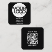 QR Code Customizable Modern Black Business Card コーリングカード (正面/裏面)