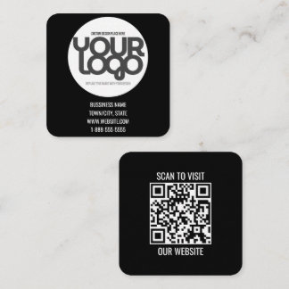 QR Code Customizable Modern Black Business Card コーリングカード
