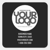 QR Code Customizable Modern Black Business Card スクエアシール (正面)