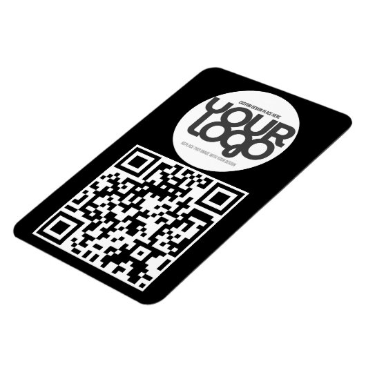 QR Code Customizable Modern Black Business Card マグネット (左側)