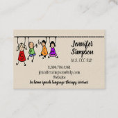 QR Code Cute Kids Cartoon Holding Speech Words 名刺 (正面)