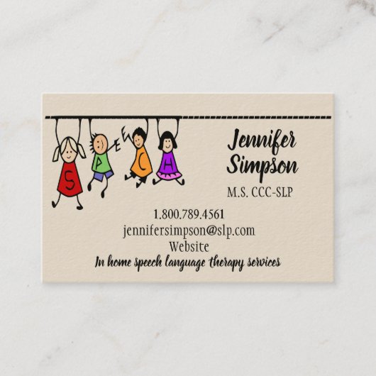 QR Code Cute Kids Cartoon Holding Speech Words 名刺 (正面)