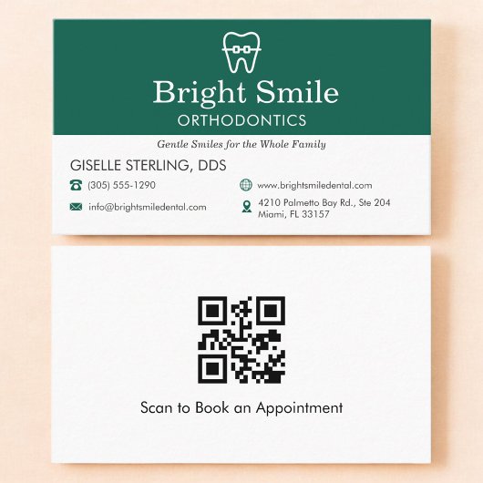QR Code Dentist & Orthodontics Office Braces Logo 名刺