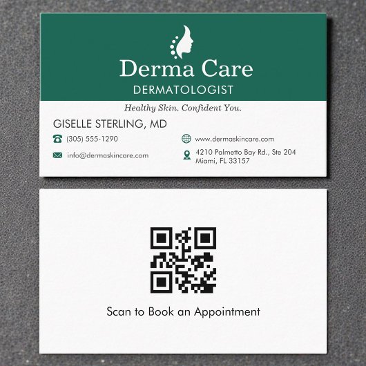 QR Code Dermatologist Office Skin Care Icon 名刺