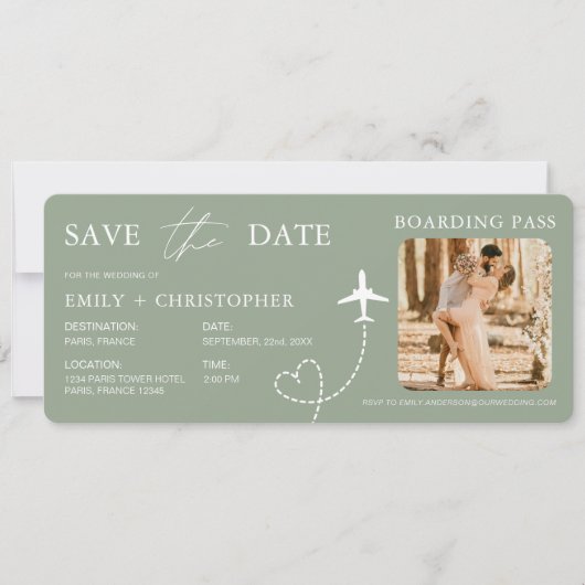 QR Code Destination Wedding Boarding Pass  (正面)