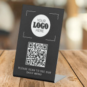 QR code digital menu custom logo black tabletop 台座サイン