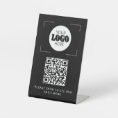 QR code digital menu custom logo black tabletop 台座サイン (正面)