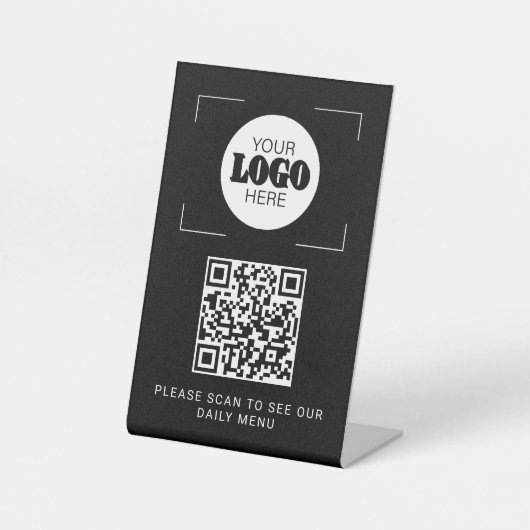 QR code digital menu custom logo black tabletop 台座サイン (正面)