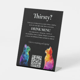 🌈 QR Code Drink Purrfectly Yours: A Rainbow Love  台座サイン
