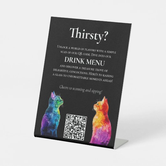 🌈 QR Code Drink Purrfectly Yours: A Rainbow Love 台座サイン (正面)