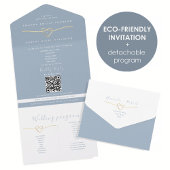QR Code Dusty Blue Wedding オールインワン招待状