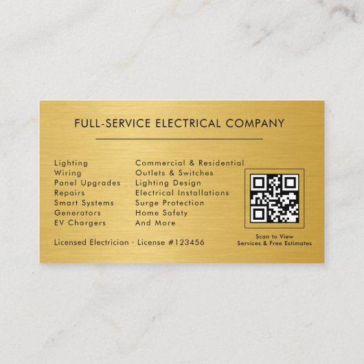 QR Code Electric Company Electrician 名刺 (裏面)