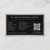 QR Code Electrician Electrical Contractor Metal  名刺 (裏面)