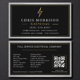 QR Code Electrician Electrical Contractor Metal 名刺