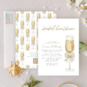 QR Code Elegant Champagne Chic Bow Bridal Luncheon 招待状