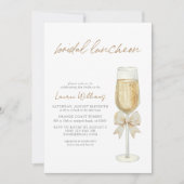 QR Code Elegant Champagne Chic Bow Bridal Luncheon 招待状 (正面)