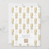 QR Code Elegant Champagne Chic Bow Bridal Luncheon 招待状 (裏面)