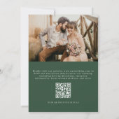 QR Code Elegant Crest Emerald Green Photo Wedding 招待状 (裏面)