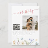 QR code elegant floral wildflowers photo wedding  セーブザデート (裏面)
