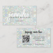 QR Code Elegant Holographic Glitter Beauty 名刺 (正面/裏面)