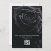 QR Code Elegant Midnight Rose Calligraphy Wedding 招待状 (裏面)