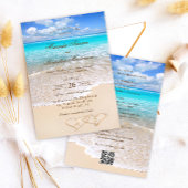 QR Code Elegant Tropical Beach Wedding All in One 招待状