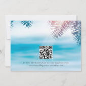 QR Code Elegant Tropical Palm Ocean Beach Wedding セーブザデート (裏面)