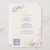 QR code elegant wildflower floral wedding 招待状 (裏面)