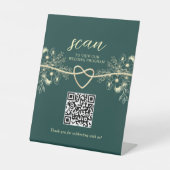 QR Code Emerald Gold Wedding Program 台座サイン (正面)