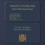 QR Code Estate Planning Attorney Navy Blue Gold  名刺