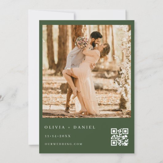 QR Code Eucalyptus Photo Greenery Wedding 招待状 (裏面)