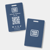 QR Code Event Badge | Digital Navy Budget ID Card バッジ (正面＆裏面)