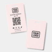 QR Code Event Badge | Digital Pink Budget ID Card バッジ (正面＆裏面)