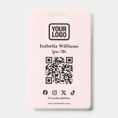 QR Code Event Badge | Digital Pink Budget ID Card バッジ (正面)