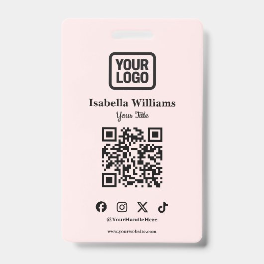 QR Code Event Badge | Digital Pink Budget ID Card バッジ (正面)